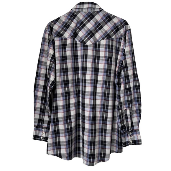 New Frontiers by Big Yank Country Western Plaid Shirt with Pearl Snap Buttons - Picture 2 of 12